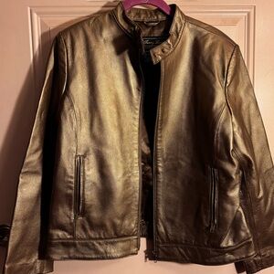 Terry Lewis Women’s 100% Genuine Leather Gold Jacket